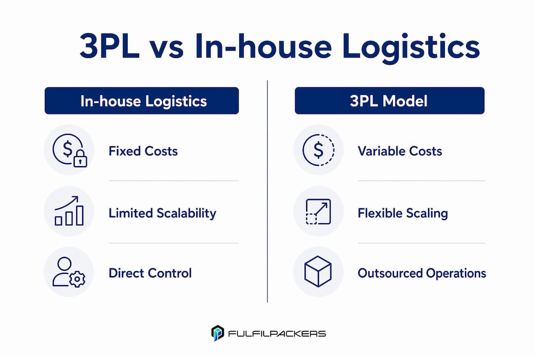 Infographic comparing 3PL and in-house logistics benefits