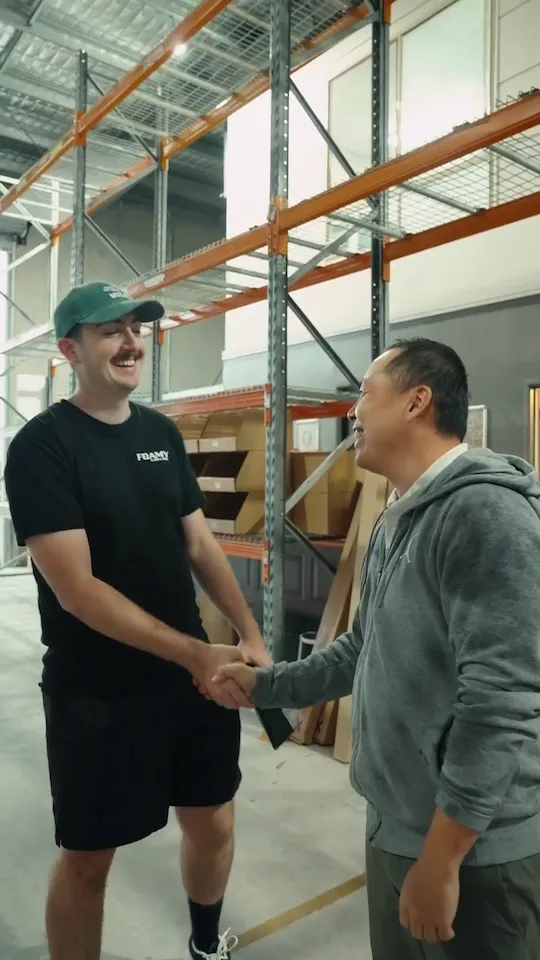 Fulfilpackers founder Gavin Tseng meeting a client in the warehouse
